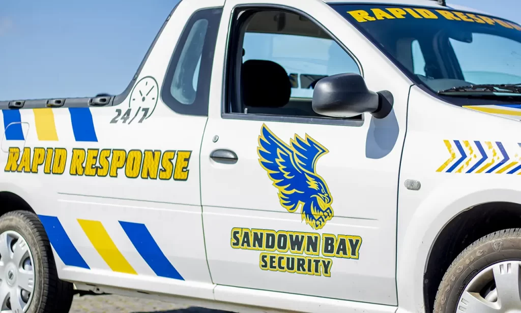 Vehicle branded with Sandown Bay Security insignia