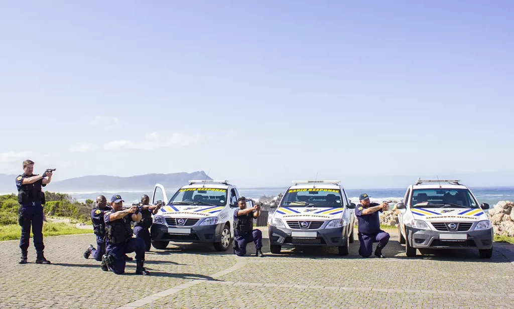 Armed security officers protecting the community